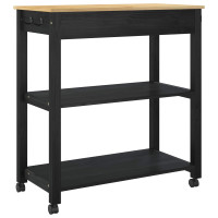 Produktbild för Köksvagn MONZA Svart 84 x 40 x 88,5 cm Massiv furu