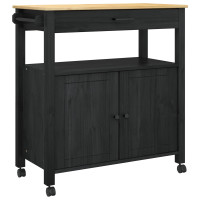 Produktbild för Köksvagn MONZA Svart 84 x 40 x 88,5 cm Massiv furu