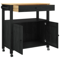 Produktbild för Köksvagn MONZA Svart 84 x 40 x 88,5 cm Massiv furu