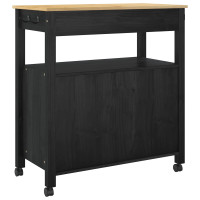 Produktbild för Köksvagn MONZA Svart 84 x 40 x 88,5 cm Massiv furu