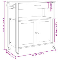 Produktbild för Köksvagn MONZA Svart 84 x 40 x 88,5 cm Massiv furu
