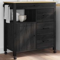 Produktbild för Köksvagn MONZA Svart 84 x 40 x 88,5 cm Massiv furu