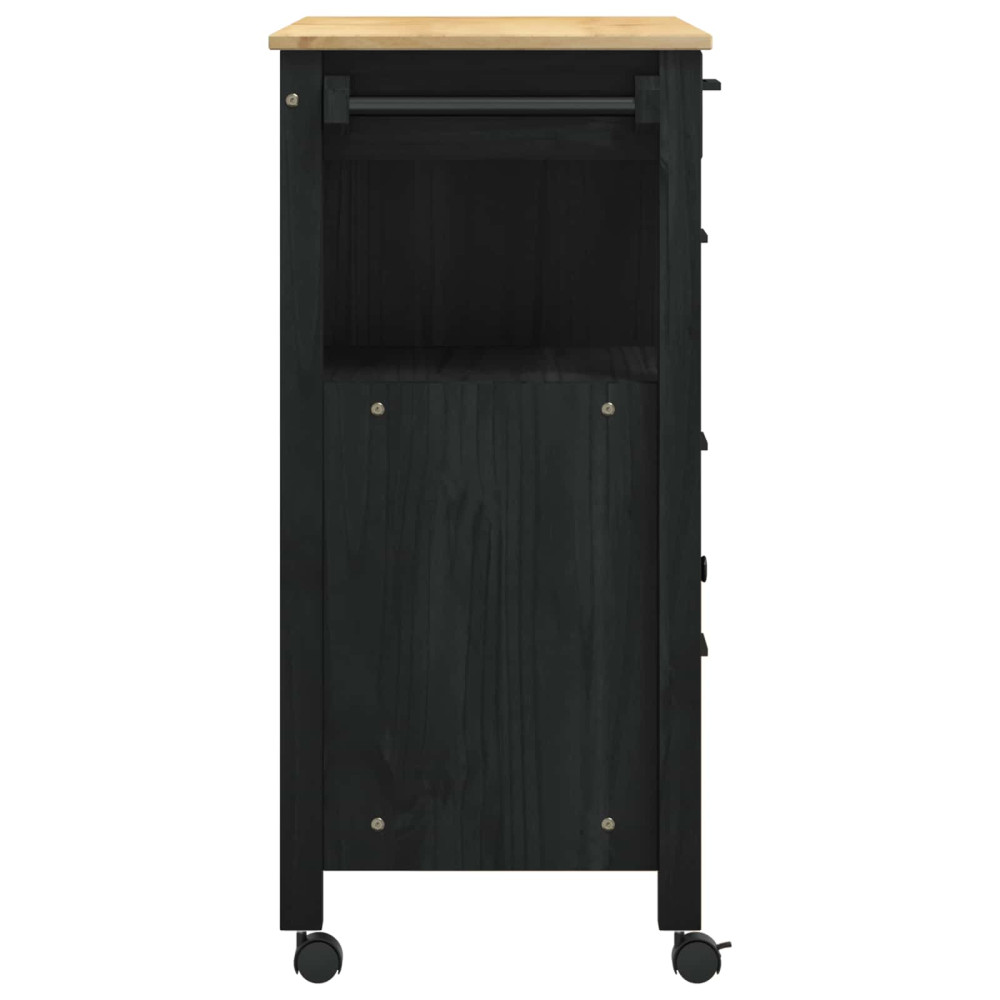Produktbild för Köksvagn MONZA Svart 84 x 40 x 88,5 cm Massiv furu