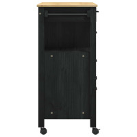 Produktbild för Köksvagn MONZA Svart 84 x 40 x 88,5 cm Massiv furu