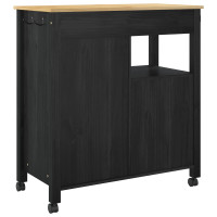 Produktbild för Köksvagn MONZA Svart 84 x 40 x 88,5 cm Massiv furu