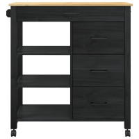 Produktbild för Köksvagn MONZA Svart 84 x 40 x 88,5 cm Massiv furu