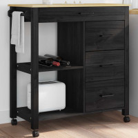Produktbild för Köksvagn MONZA Svart 84 x 40 x 88,5 cm Massiv furu