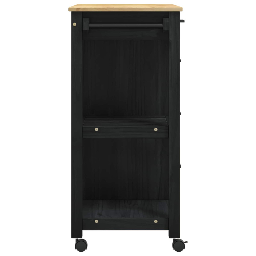 Produktbild för Köksvagn MONZA Svart 84 x 40 x 88,5 cm Massiv furu