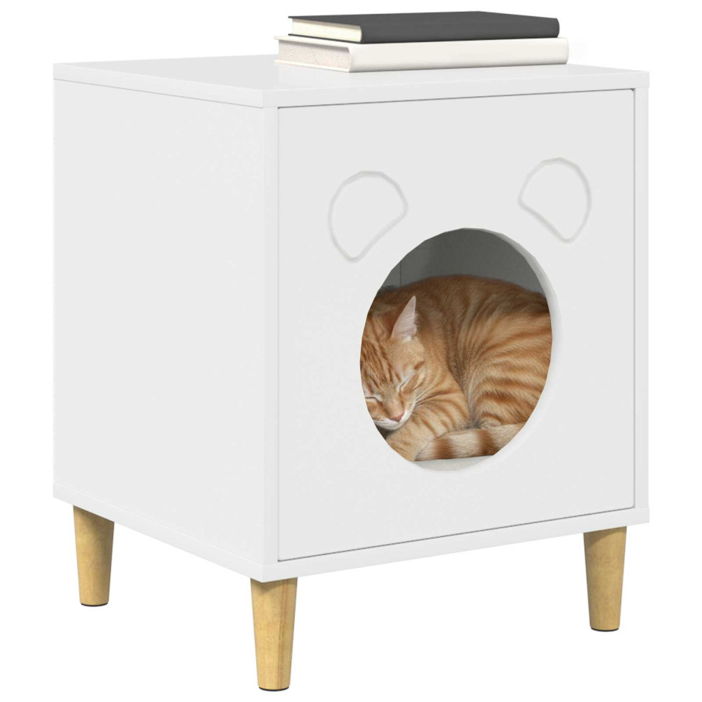 Produktbild för Katt hus Glansig Vit 42,5 x 40 x 53 cm Konstruerat trä