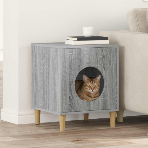 vidaXL Katt hus Grå Sonoma 42,5 x 40 x 53 cm Konstruerat trä