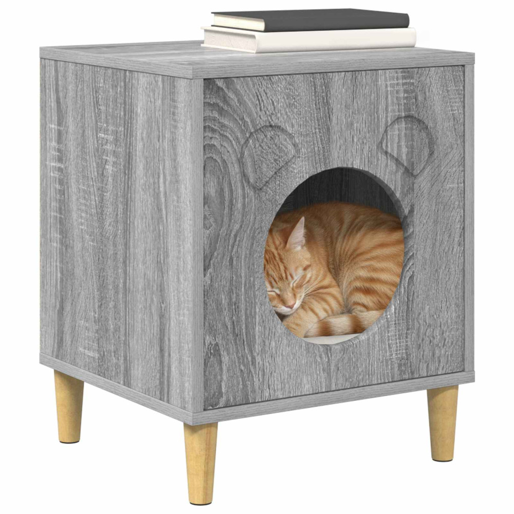 Produktbild för Katt hus Grå Sonoma 42,5 x 40 x 53 cm Konstruerat trä