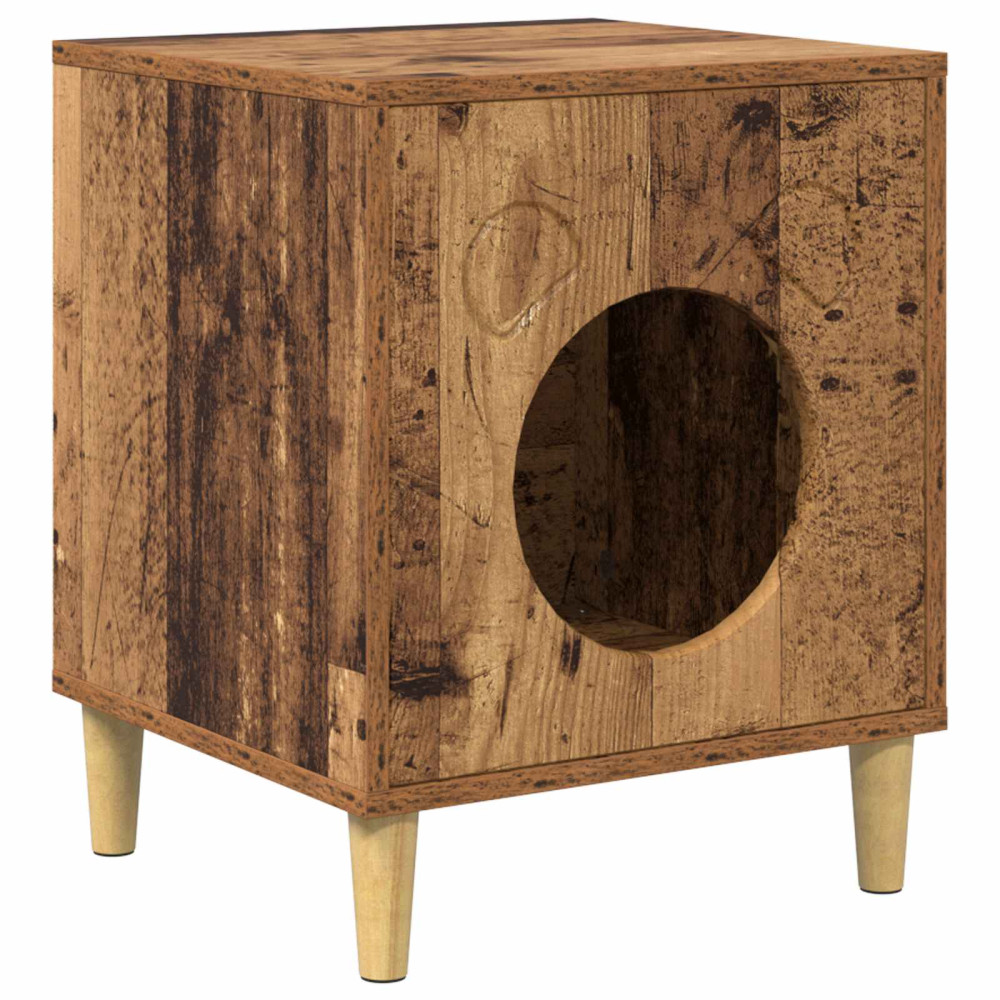 Produktbild för Katt hus Gammalt trä 42,5 x 40 x 53 cm Konstruerat trä