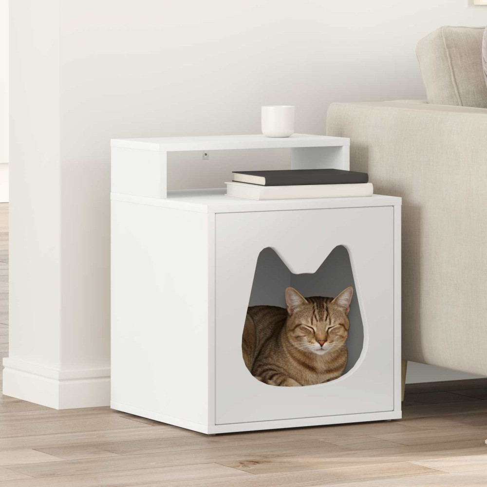 Produktbild för Katt hus Vit 42,5 x 40 x 53,5 cm Konstruerat trä