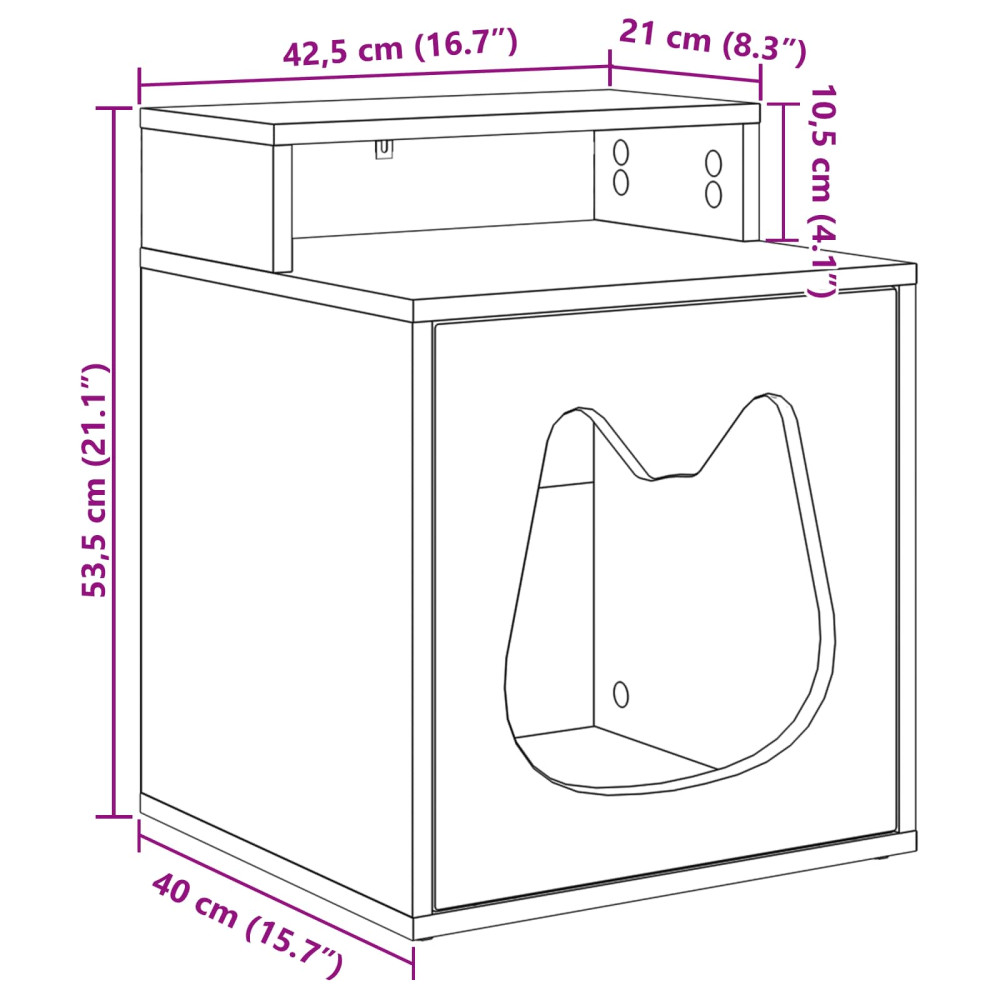 Produktbild för Katt hus Vit 42,5 x 40 x 53,5 cm Konstruerat trä