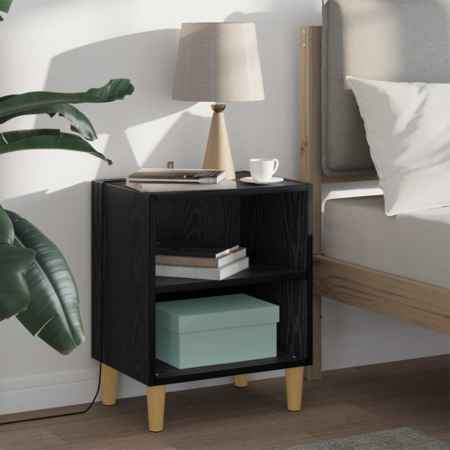 vidaXL Sängskåp 2 pcs Svart Ek 40 x 30 x 50 cm Konstruerat trä