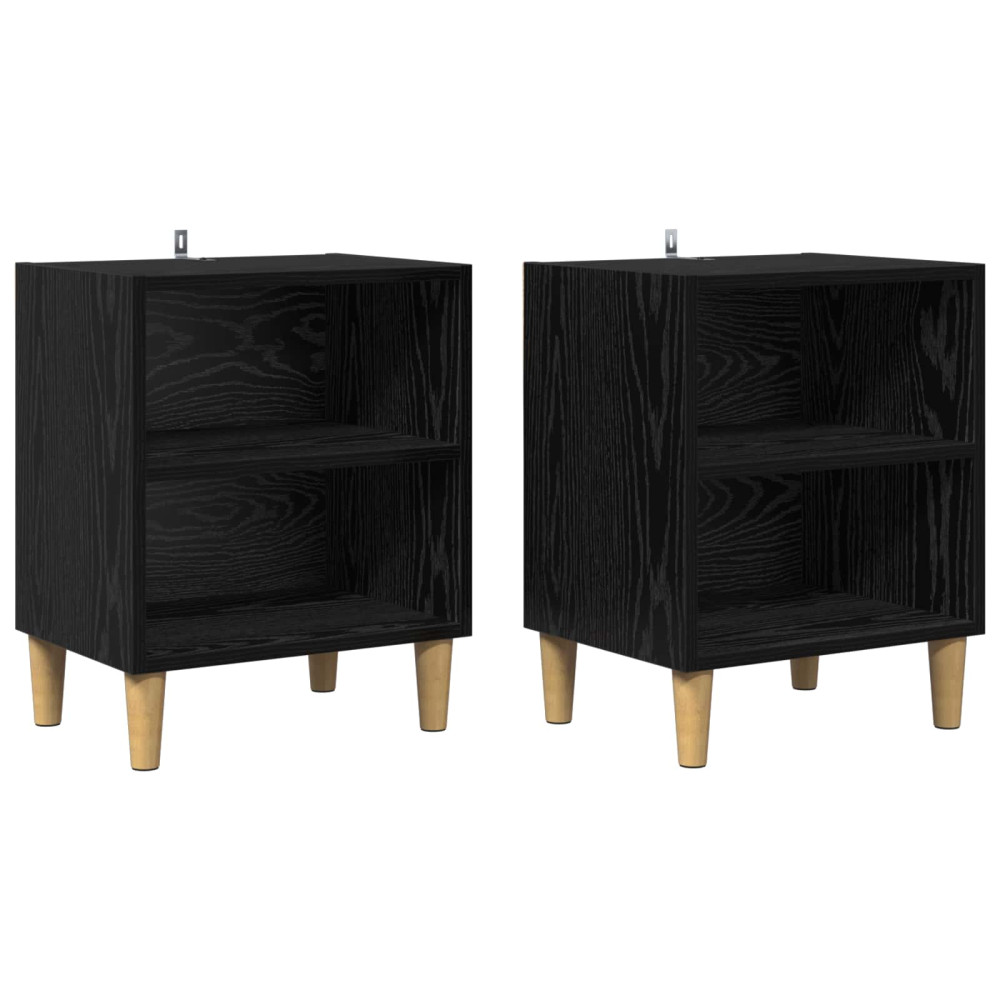 Produktbild för Sängskåp 2 pcs Svart Ek 40 x 30 x 50 cm Konstruerat trä