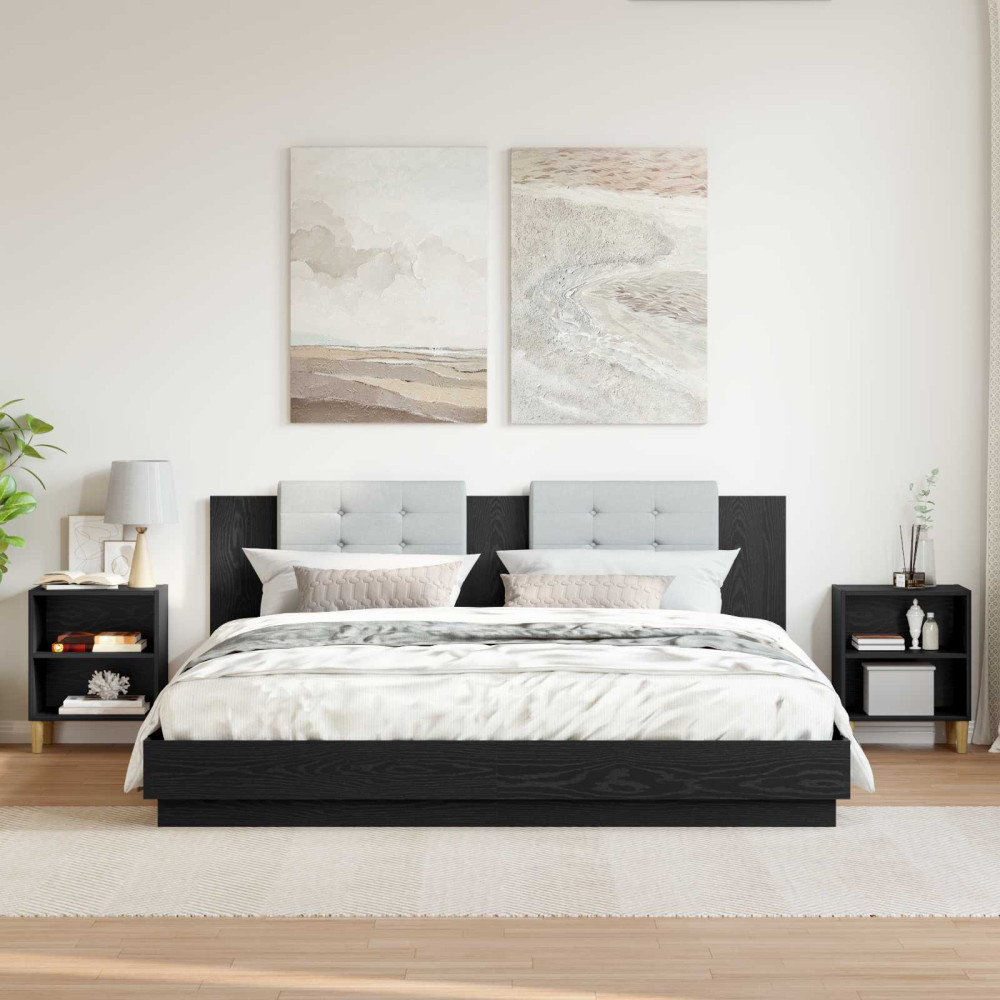 Produktbild för Sängskåp 2 pcs Svart Ek 40 x 30 x 50 cm Konstruerat trä