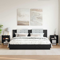 Produktbild för Sängskåp 2 pcs Svart Ek 40 x 30 x 50 cm Konstruerat trä