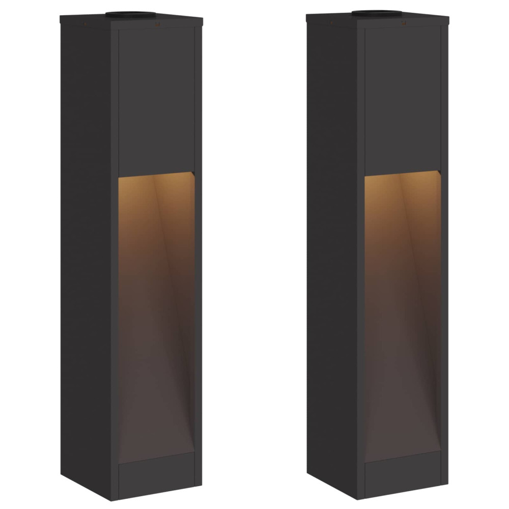 Produktbild för Solcell LED-vägbelysning 2 pcs Svart Kallvalsat stål