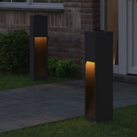 Produktbild för Solcell LED-vägbelysning 2 pcs Svart Kallvalsat stål