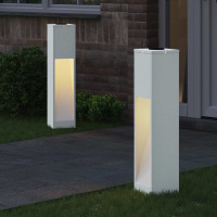 Produktbild för Solcell LED-vägbelysning 2 pcs Vit Kallvalsat stål