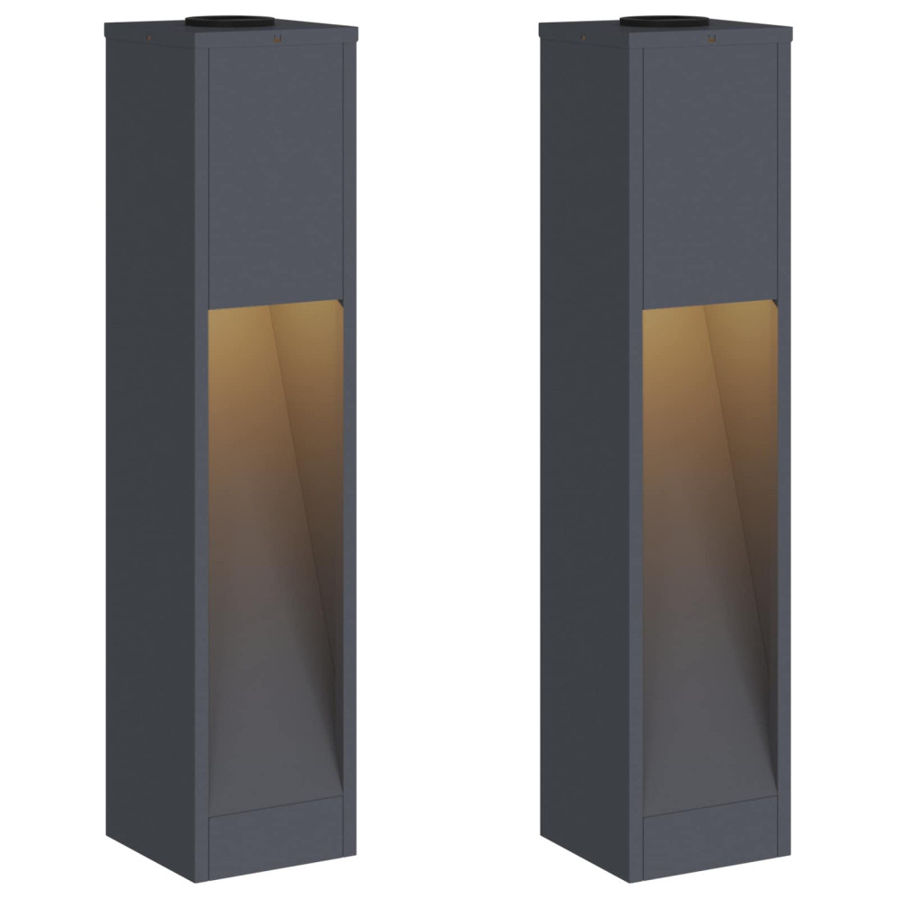 Produktbild för Solcell LED-vägbelysning 2 pcs Antracit Kallvalsat stål