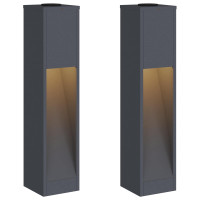 Produktbild för Solcell LED-vägbelysning 2 pcs Antracit Kallvalsat stål