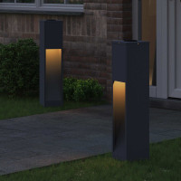 Produktbild för Solcell LED-vägbelysning 2 pcs Antracit Kallvalsat stål