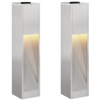 Produktbild för Solcell LED-vägbelysning 2 pcs Silver Rostfritt stål