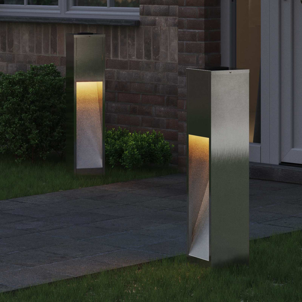 Produktbild för Solcell LED-vägbelysning 2 pcs Silver Rostfritt stål