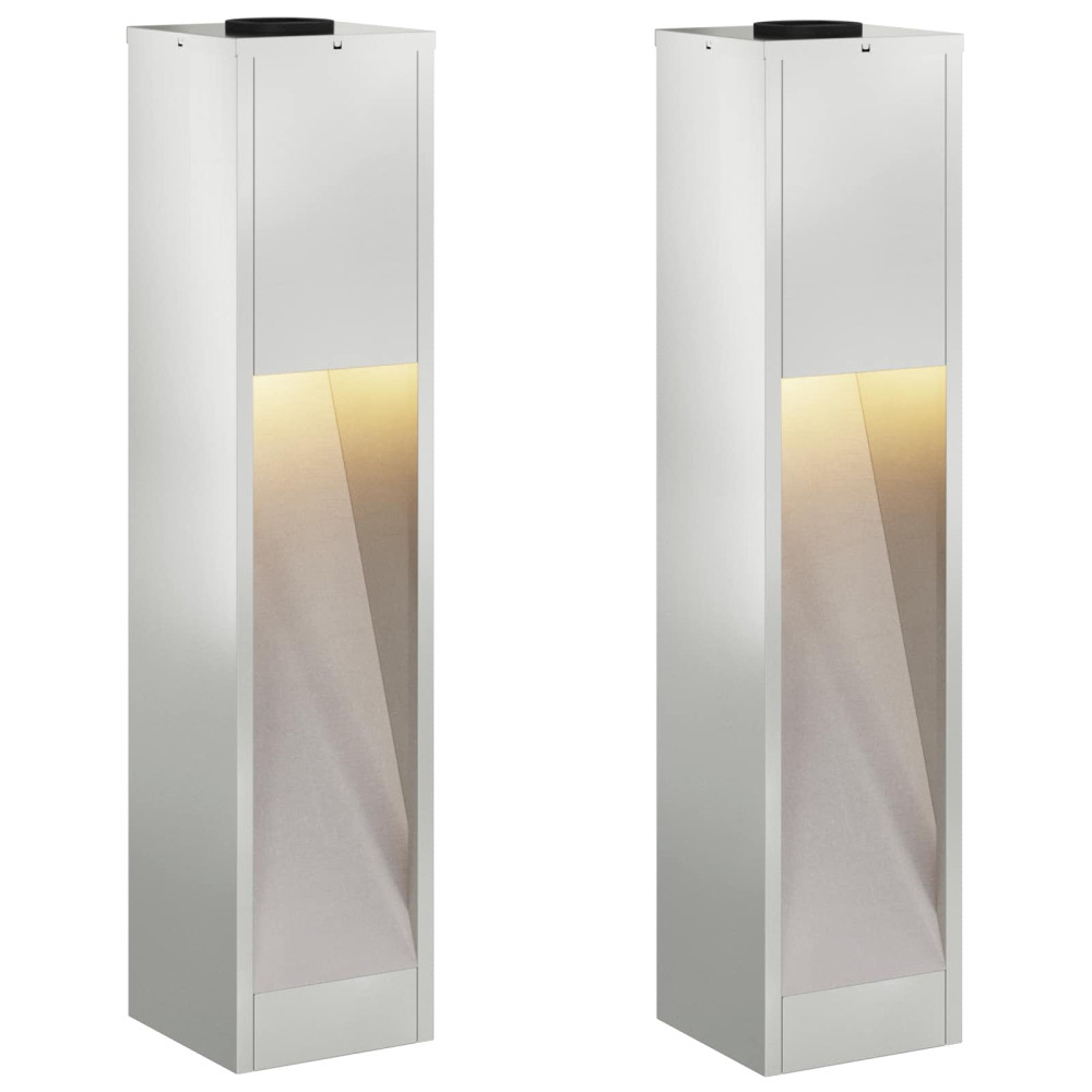 Produktbild för Solcell LED-vägbelysning 2 pcs Silver Galvaniserad