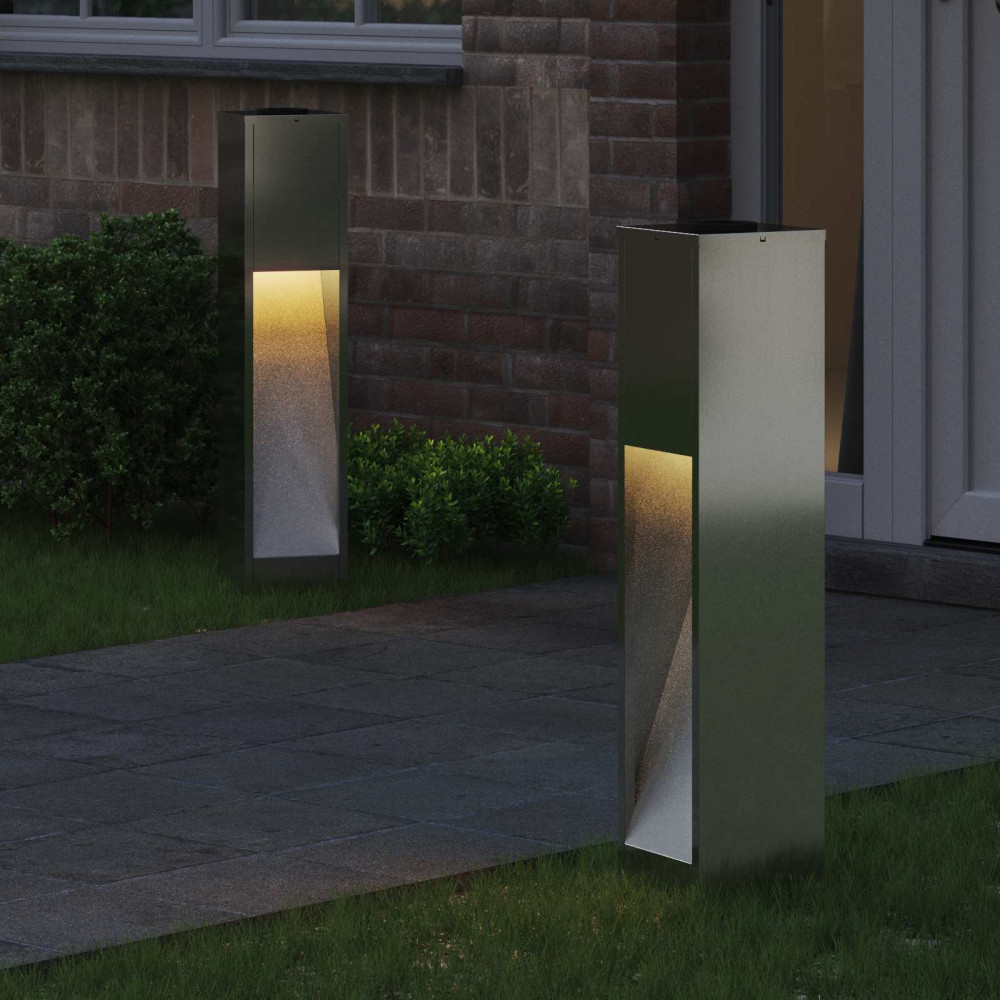 Produktbild för Solcell LED-vägbelysning 2 pcs Silver Galvaniserad