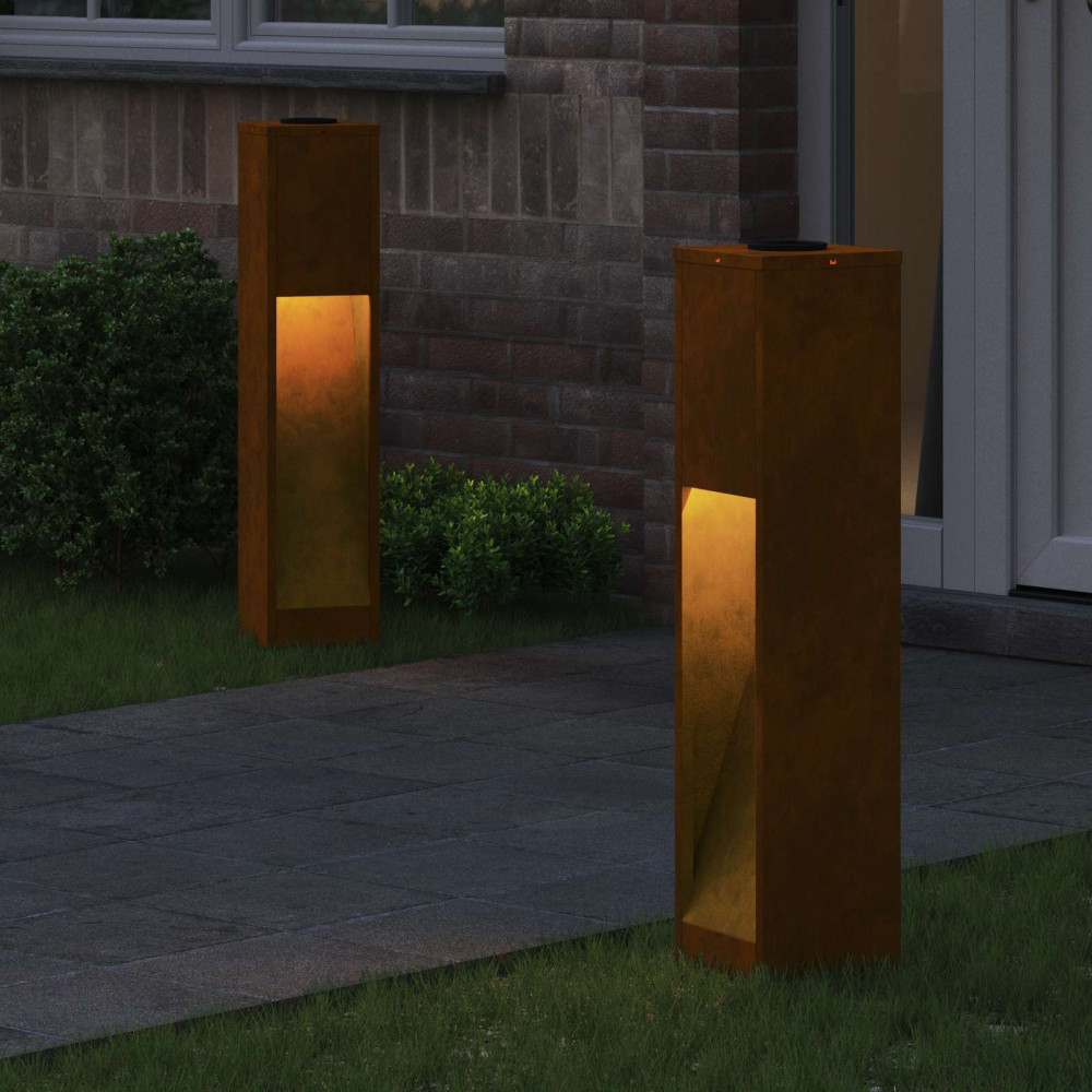 Produktbild för Solcell LED-vägbelysning 2 pcs Brons Väderbeständig stål