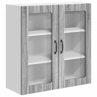 Produktbild för Väggglasförråd LUCCA Grå sonoma-ek 80 x 31 x 80 cm