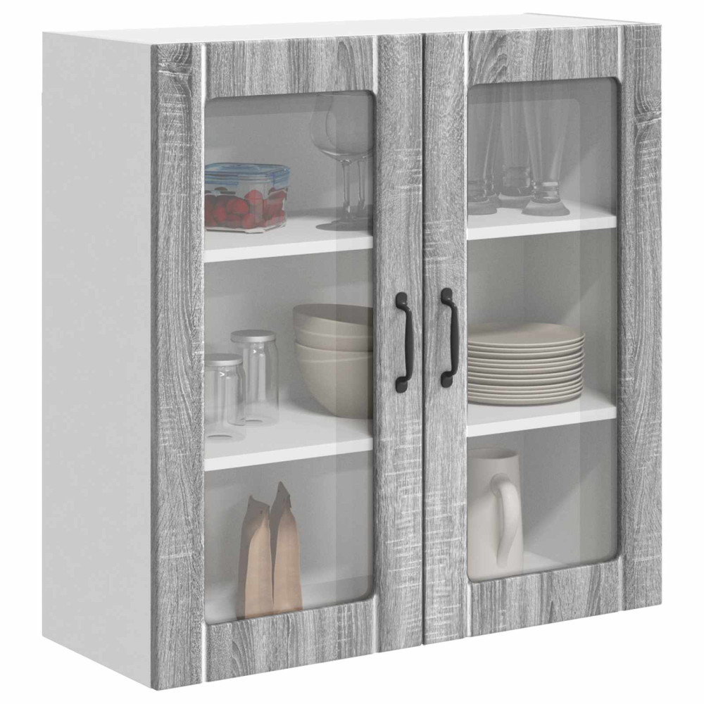 Produktbild för Väggglasförråd LUCCA Grå sonoma-ek 80 x 31 x 80 cm