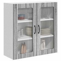 Produktbild för Väggglasförråd LUCCA Grå sonoma-ek 80 x 31 x 80 cm