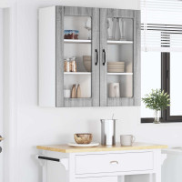 Produktbild för Väggglasförråd LUCCA Grå sonoma-ek 80 x 31 x 80 cm