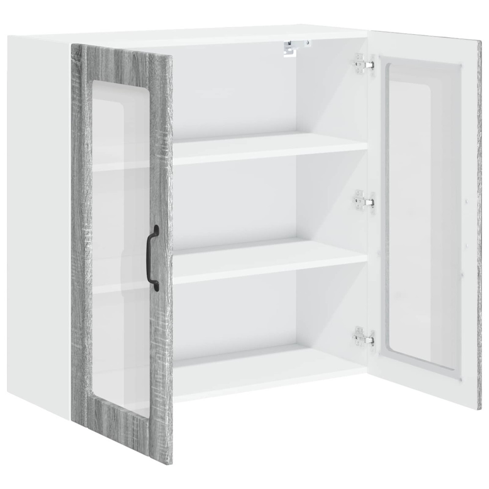 Produktbild för Väggglasförråd LUCCA Grå sonoma-ek 80 x 31 x 80 cm