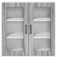 Produktbild för Väggglasförråd LUCCA Grå sonoma-ek 80 x 31 x 80 cm