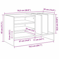 Produktbild för Skivskåp med hylla Betonggrå 78,5 x 35 x 45 cm Konstruerat trä