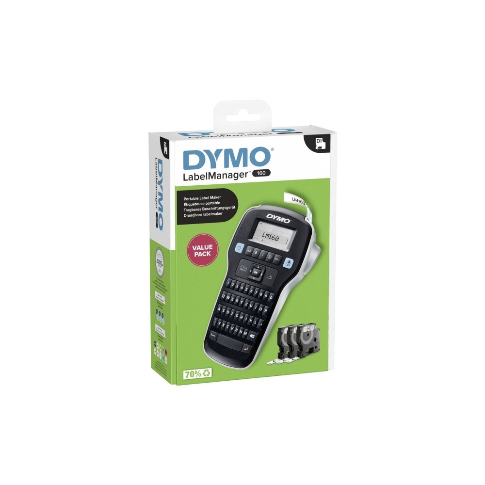 Produktbild för DYMO LabelManager 160 Valuepack, QWERTZ, D1, Termal transfer...