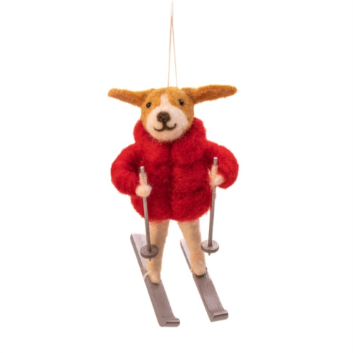 SASS & BELLE Skiing Dog in Puffer Jacket Felt Decoration