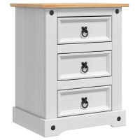 Produktbild för Sängbord med låda Corona Vit 53 x 39 x 66 cm Massiv furu