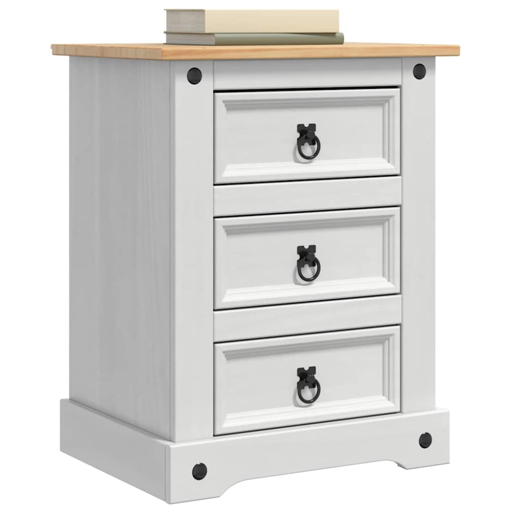 Produktbild för Sängbord med låda Corona Vit 53 x 39 x 66 cm Massiv furu