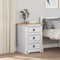 Produktbild för Sängbord med låda Corona Vit 53 x 39 x 66 cm Massiv furu