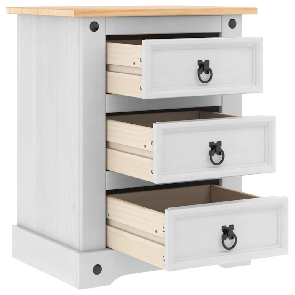 Produktbild för Sängbord med låda Corona Vit 53 x 39 x 66 cm Massiv furu