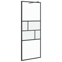 Produktbild för Walk-in Duschvägg Svart 80 x 195 x 0.5 cm Glas och Aluminium