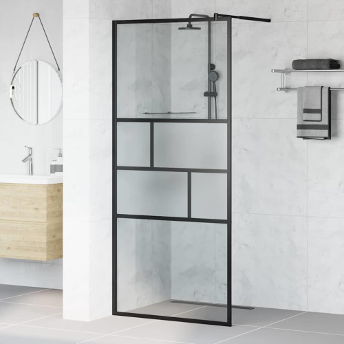 vidaXL Walk-in Duschvägg Svart 90 x 195 x 0,5 cm Glas och Aluminium