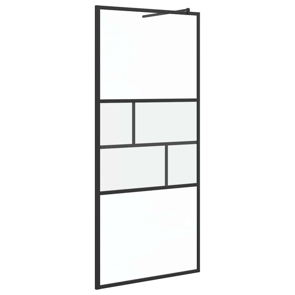 Produktbild för Walk-in Duschvägg Svart 90 x 195 x 0,5 cm Glas och Aluminium