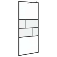 Produktbild för Walk-in Duschvägg Svart 90 x 195 x 0,5 cm Glas och Aluminium